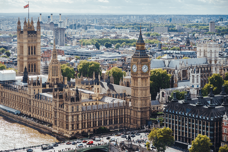 Beautiful outdoor view of big ben and westminster